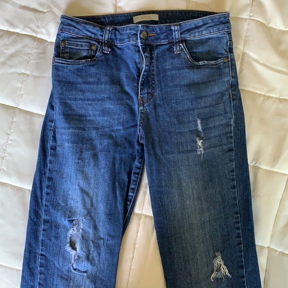 Sun and Shadow Distressed Stretch Denim Blue Jeans, Bootcut, size 27 - Picture 5 of 11